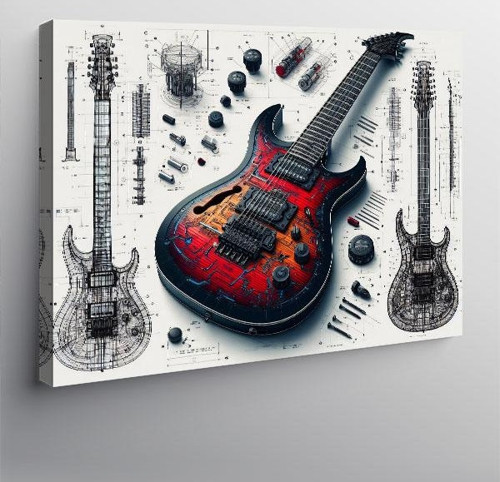 Kanvas Tablo Elektro Gitar Çizimi 70cmx100cm