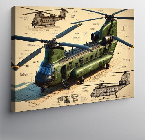 Kanvas Tablo Askeri Helikopter Tasarımı 70cmx100cm