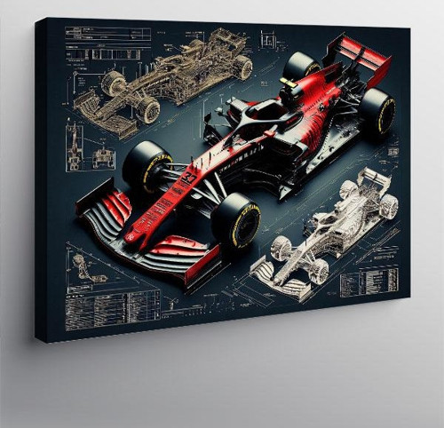 Kanvas Tablo Formula 1 Araç Teknik Çizimi 70cmx100cm