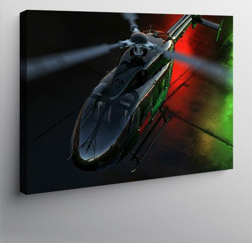 Kanvas Tablo Gece Helikopter Uçuşu 50cmx70cm