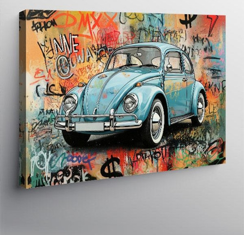 Kanvas Tablo Grafiti Klasik Araba 50cmx70cm