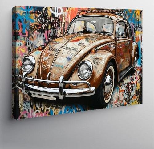 Kanvas Tablo Grafitili Eski Vosvos Araba 70cmx100cm