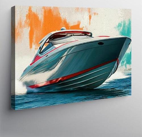 Kanvas Tablo Kırmızı Sürat Teknesi 70cmx100cm