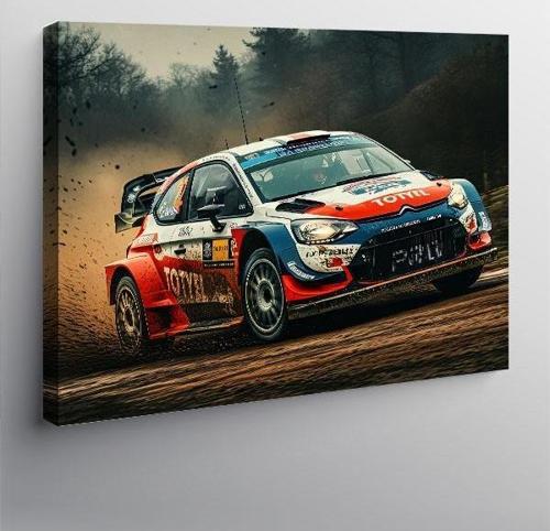 Kanvas Tablo Ralli Arabası Aksiyonu 100cmx140cm