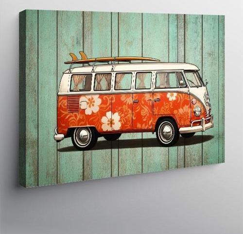 Kanvas Tablo Çiçek Desenli Karavan 100cmx140cm
