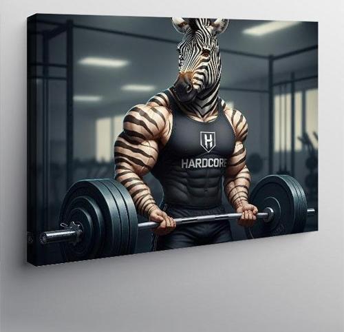 Kanvas Tablo Halter Kaldıran Zebra Figürü 100cmx140cm
