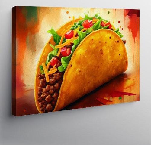 Kanvas Tablo Çizgi Roman Taco İllüstrasyonu 100cmx140cm
