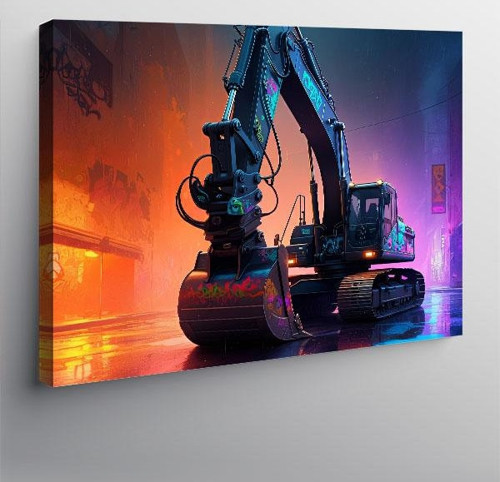 Kanvas Tablo İnşaat Kepçe Makinesi Çizimi 50cmx70cm