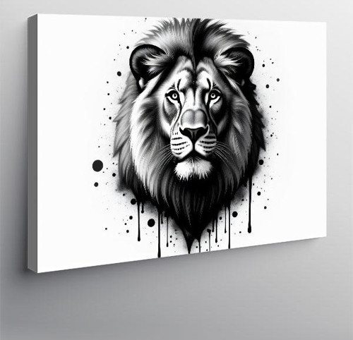 Kanvas Tablo Detaylı Aslan Portresi 100cmx140cm