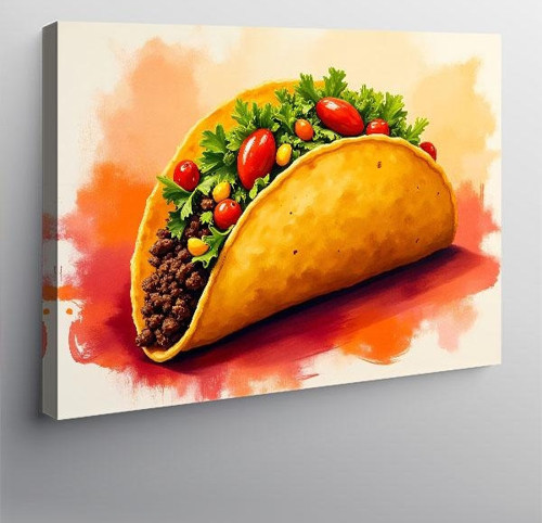 Kanvas Tablo Renkli Taco İllüstrasyonu 100cmx140cm