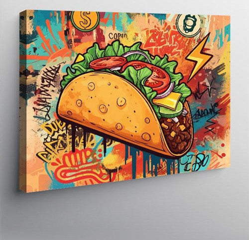 Kanvas Tablo Renkli Taco Tasarımı 100cmx140cm