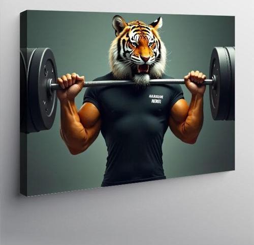 Kanvas Tablo Kaplan Vücut Geliştirme 100cmx140cm