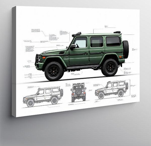 Kanvas Tablo Teknik Suv Araç Çizimi 50cmx70cm
