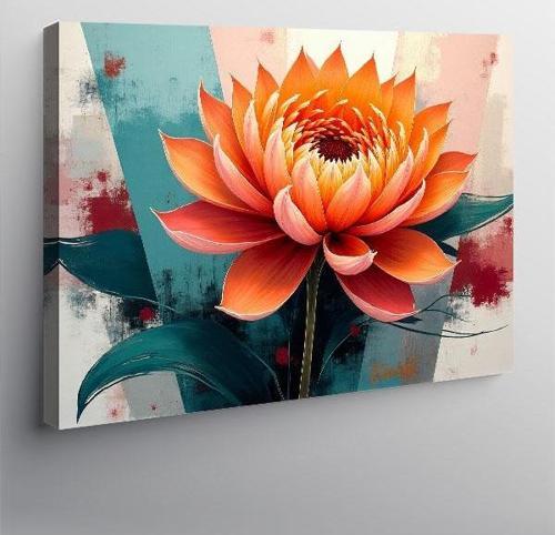 Kanvas Tablo Turuncu Lotus Çiçeği 100cmx140cm
