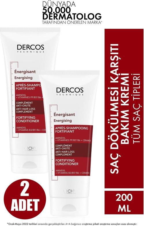Dercos Energisant Saç Kremi Dökülme Karşıtı 200 ml 2 ADET