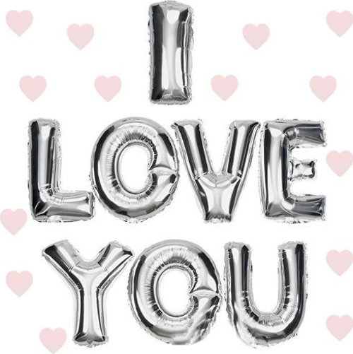 I Love You Folyo Balon Gümüş Renk 35 Cm