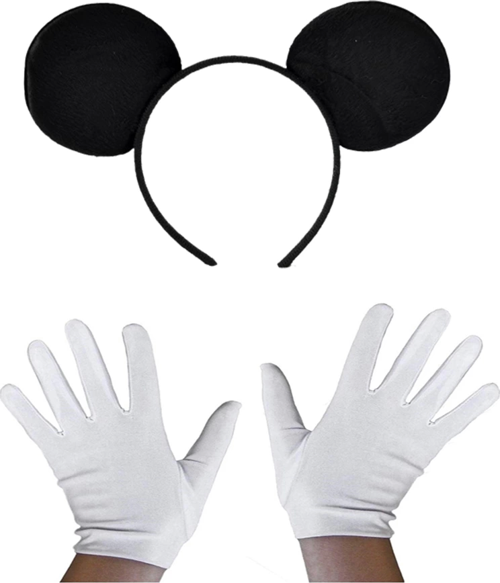 Siyah Mickey Mouse Tacı Ve Beyaz Eldiven Seti