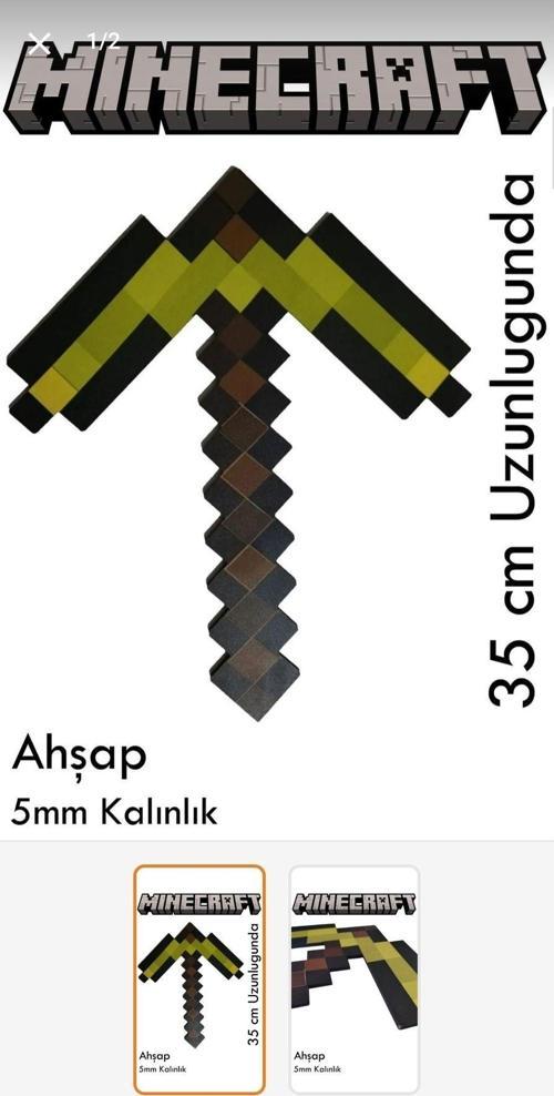 Ahşap Minecraft Kazma 35Cm Uzunluk 29Cm En