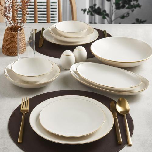 Camelia 30 Parça 6 Kişilik Bone Yemek Takımı - Gold