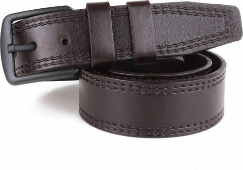 Hakiki Deri Erkek Kemer 4,5 cm Dikiş Desenli Kahverengi