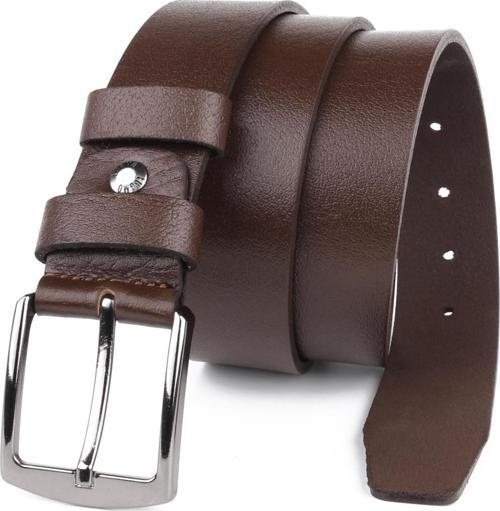 Hakiki Deri Erkek Kemer 4 cm Kumaş ve Kot Kahverengi