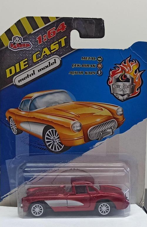 Dianomi 1:64 Bordo Corvette Çek Bırak Metal Araba Kapılar Açılır