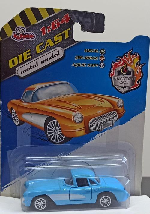 Vardem Dianomi 1:64 Chevrolet Corvette Mavi Çek Bırak Metal Kapılar Açılır.