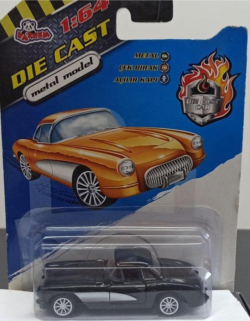 Dianomi 1:64 Chevrolet Corvette Siyah / Çek Bırak Kapılar Açılır. Metal Araba