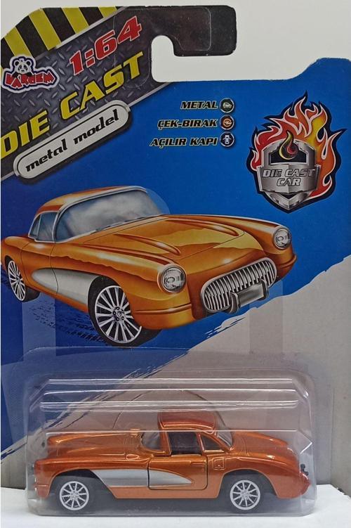 Dianomi 1:64 Sarı Chevrolet Corvette Çek Bırak Metal Araba Kapılar Açılır