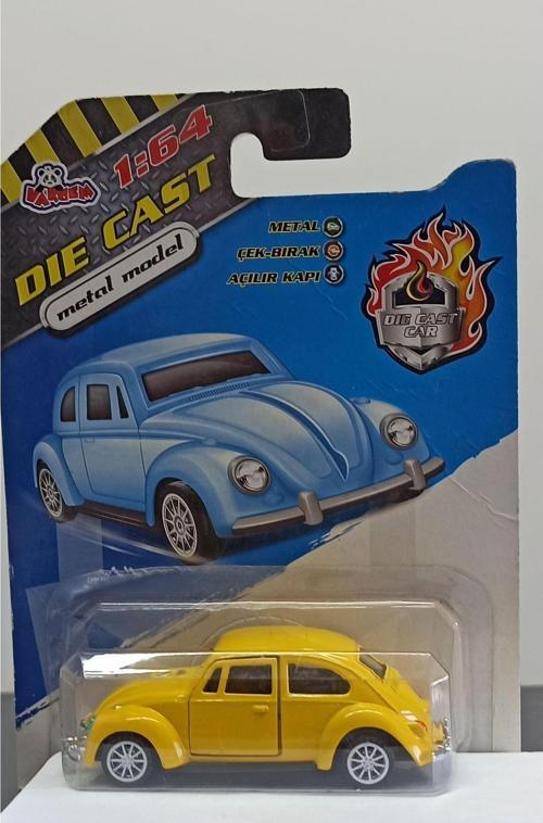 Dianomi 1:64 Volkswagen Beetle Çek Bırak Metal Araba Kapı Açılır. Sarı