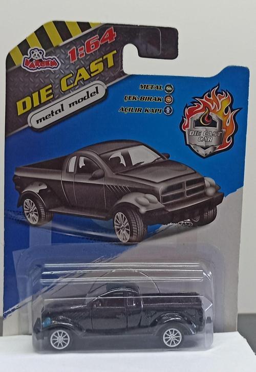 Dianomi V 1:64 Metal Çek-Bırak Kapılar Açılır. Chrysler Pick-Up Siyah Küçük Boy