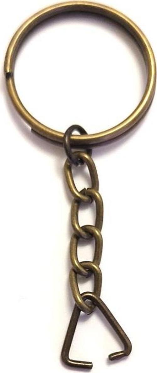 Anahtarlık Halkası, Halka + Zincir + Üçgen, 24mm, Antik, 1 Adet