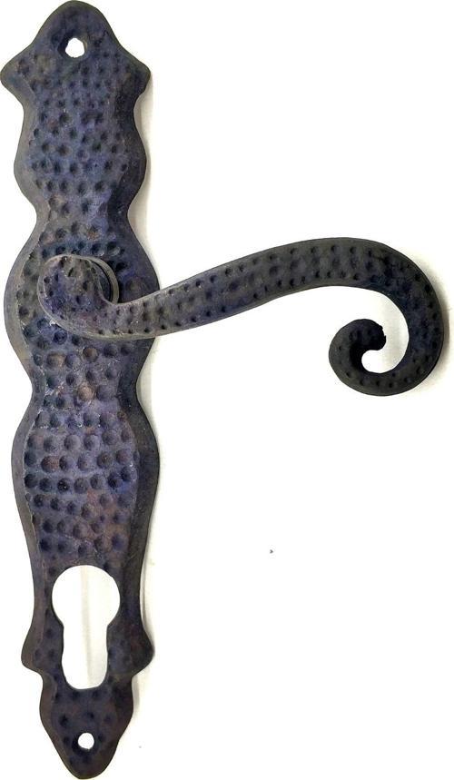 Antika Tarz Dekoratif Pirinç Kıvrık Yale Kapı Kolu - 210x43 mm, Oksit