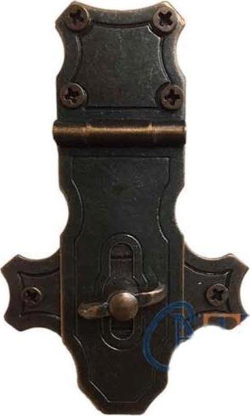 Dekoratif Anahtarlı Sandık Askısı - 40x65mm, Oksit, 1 Adet