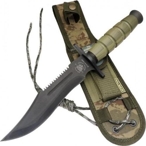 Halmak 0698 Haki Komando Bıçağı 30cm -  Testere Detaylı, Oluklu, Kılıflı