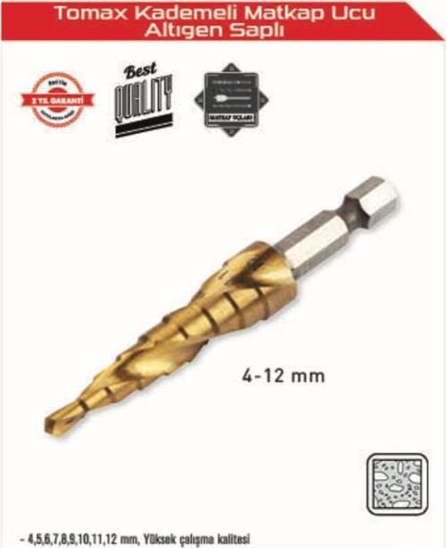 Kademeli Matkap Ucu 4-12 mm Arası - Altıgen Saplı