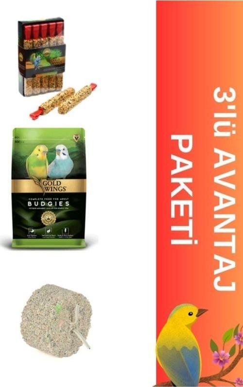 Muhabbet Kuşu Yemi Ballı Kraker Mineral Blok 3'Lü Avantaj Paketi