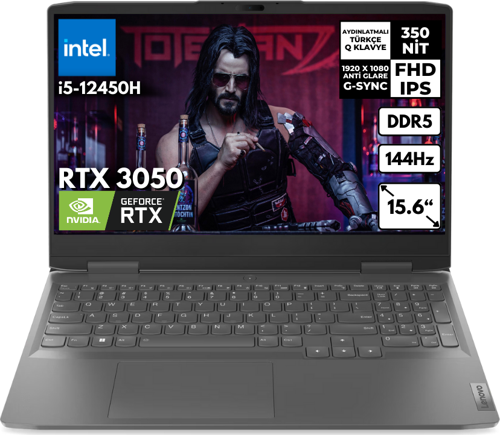 LOQ i5-12450H 24-GBDDR5 512 GB SSD RTX3050 6GB (95W) 15.6" 144Hz FHD Windows 11 Pro Gaming Laptop 82XV00WYTX BT80