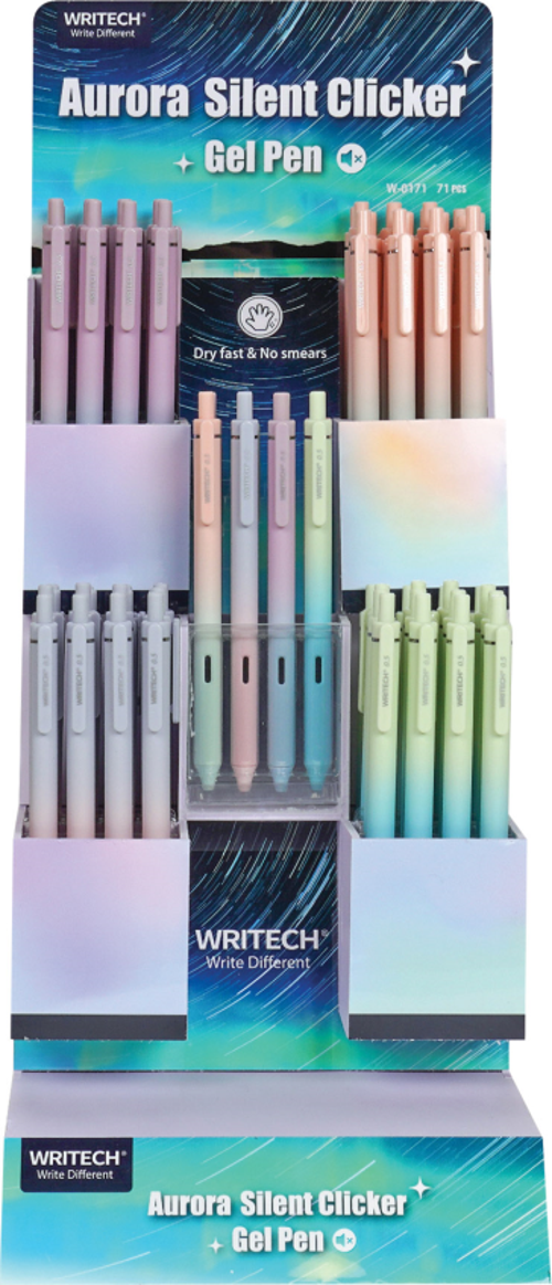 WRITECH W-0171 AURORA 0,5MM MAVİ JEL KALEM - 72'Lİ STAND