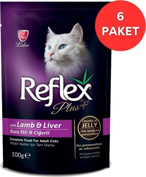 Plus Kuzu Etli Ve Ciğerli Gravy Soslu Pouch Yetişkin Kedi Konservesi 100 Gr (6 Paket)