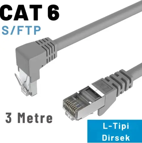 3 mt CAT6 S/FTP Dirsek Kablo