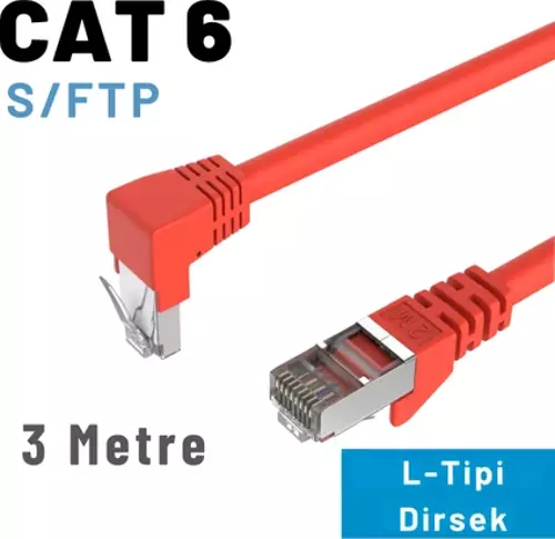 3 mt CAT6 S/FTP Dirsek Kablo