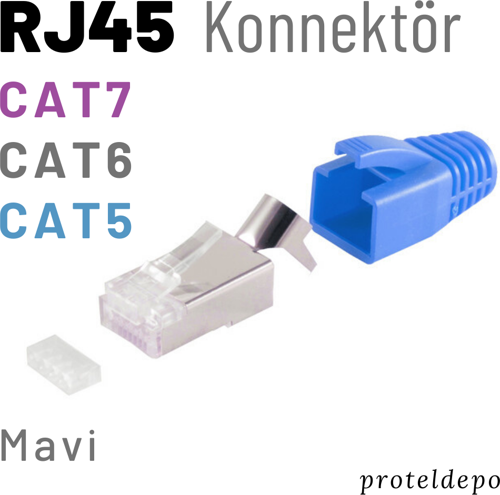 RJ45 FTP Konnektör, Cat7, Cat6 Kablo uyumlu, renkli