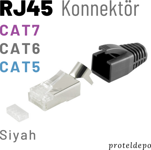 RJ45 FTP Konnektör, Cat7, Cat6 Kablo uyumlu, renkli