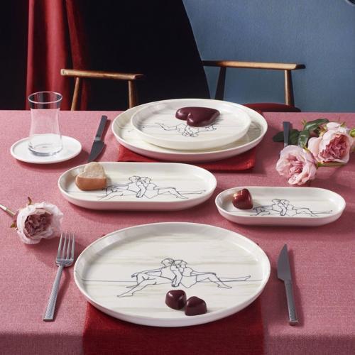 Love 11 Parça 2 Kişilik Bone Kahvaltı Takımı - 25422