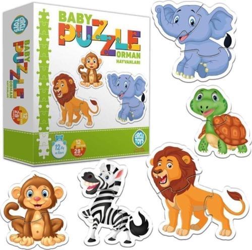 28 Parça Baby Puzzle Seti 12 Adet Orman Hayvanları