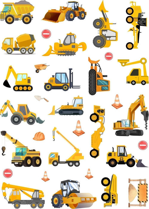Eğlenceli Sticker Cam Duvar Laptop Telefon İnşaat Araçları - 30+ Sticker