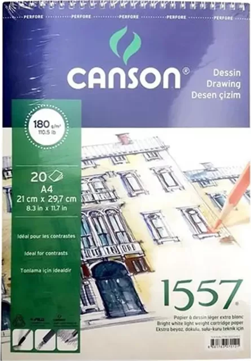 1557 ÜSTTEN SPİRALLİ ÇİZİM BLOĞU A4 20 YAPRAK 180gr