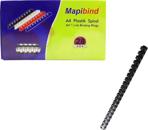 BİND PLASTİK SPİRAL 28mm SİYAH 50Lİ