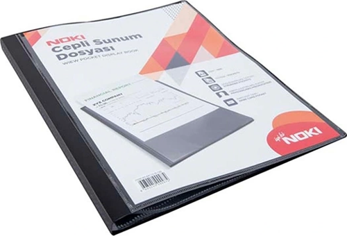 64130-N CEPLİ SUNUM DOSYASI A4 SİYAH 30LU